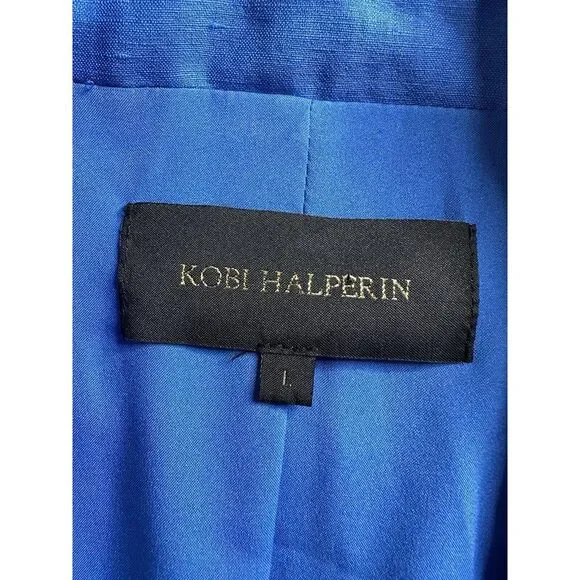 Kobi Halperin Jacket Womens Linen Blend One ButtonBlue Blazer Tencel Size Large - Picture 12 of 16